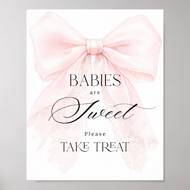 Pink Bow Girl Modern Baby Shower Sweet Treat Poster (Vorne)