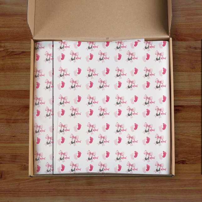 Pink Bow Girl Mom Ribbon Cute Baby Shower Seidenpapier (Von Creator hochgeladen)