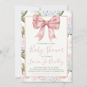 Pink Bow Girl Preppy Southern Baby Dusche Einladung