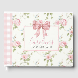 Pink Bow Girl Preppy Southern Baby Dusche Gästebuch