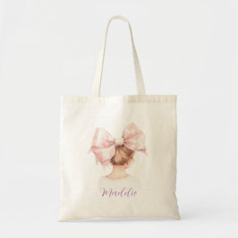 Pink Bow Girl Tote Bag Individuelle Name Tragetasche