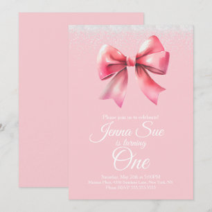 Pink Bow Girls Coquette Geburtstagsparty Einladung