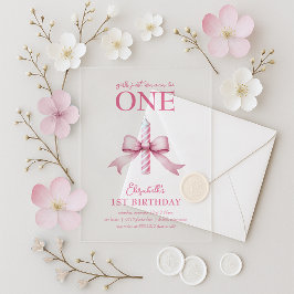 Pink Bow Girls Just Wanna Be One 1st Birthday Acryleinladungen