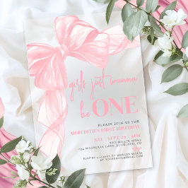 Pink Bow Girls Just Wanna Be ONE 1st Birthday Acryleinladungen