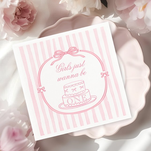 Pink Bow Girls Just Wanna be One Serviette (Von Creator hochgeladen)