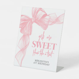 Pink Bow Girls Sweets Bar Sign Sockelschild