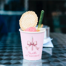 Pink Bow Girls wollen nur ein 1. Geburtstag sein Pappbecher