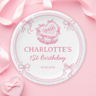 Pink Bow Girls wollen nur ein Geburtstag sein Pappteller