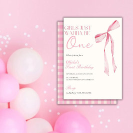Pink Bow Girls Wollte nur, ein 1. Geburtstag zu se Einladung