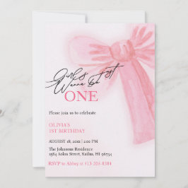 Pink Bow Girls Wollte nur, ein 1. Geburtstag zu se Feiertagskarte