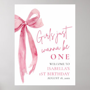 Pink Bow Girls Wollte nur, ein 1. Geburtstag zu se Poster