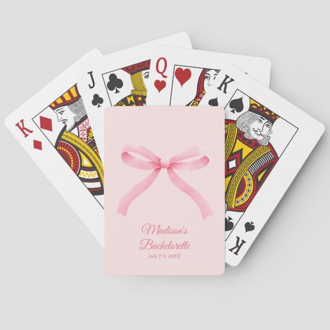 Pink Bow Girly Bachelorette Playing Cards Spielkarten (Rückseite)