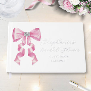 Pink Bow Glam Coquette Brautparty Gästebuch