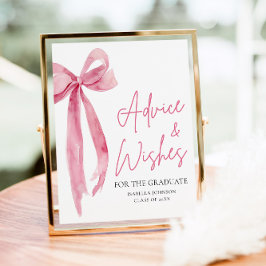 Pink Bow Grad Party Graduate Ratschläge und Wünsch Poster