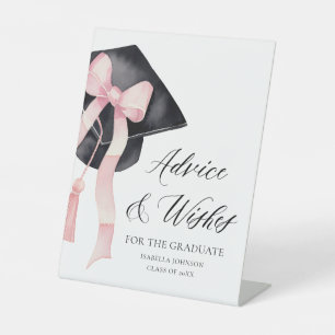 Pink Bow Grad Party Graduate Ratschläge und Wünsch Sockelschild