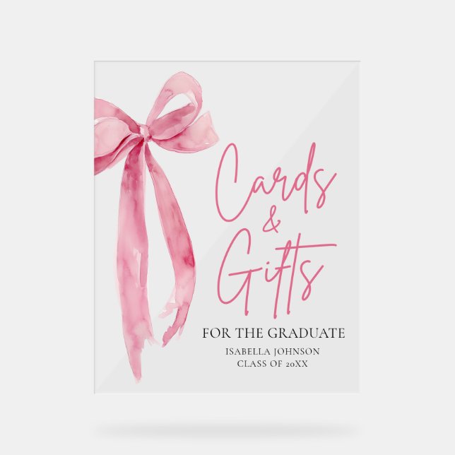 Pink Bow Graduate Party Graduate Cards and Gifts Acrylschild (Vorderseite)