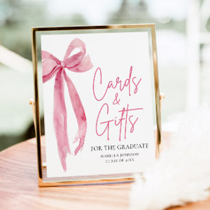 Pink Bow Graduate Party Graduate Cards and Gifts Poster