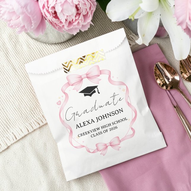 Pink Bow Graduation Cap Graduate Geschenktütchen (Von Creator hochgeladen)