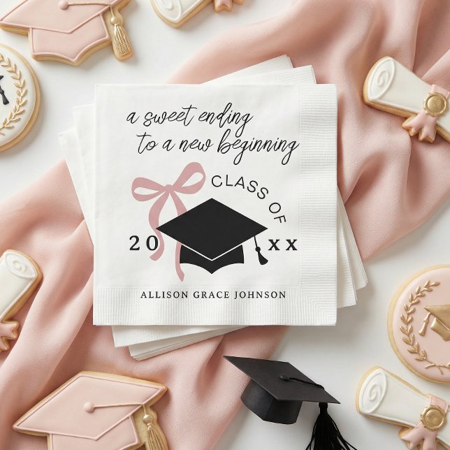 Pink Bow Graduation Party Favor Serviette (Von Creator hochgeladen)