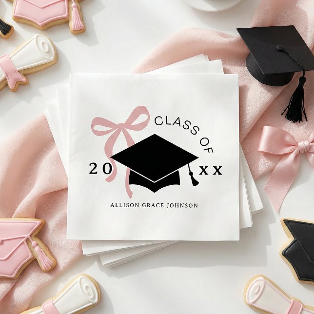 Pink Bow Graduation Party Favor Serviette (Von Creator hochgeladen)