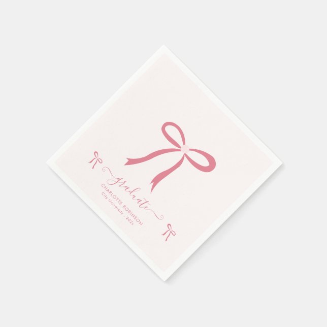 Pink Bow Graduation Party Serviette (Ecke)