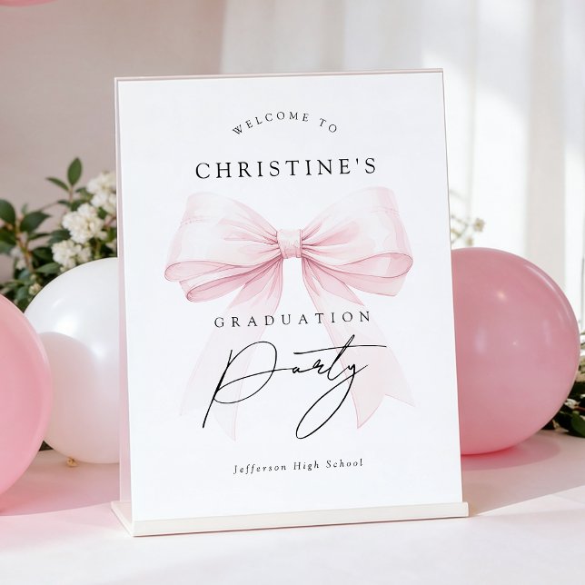 Pink Bow Graduation Sign Poster (Von Creator hochgeladen)