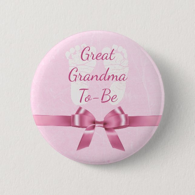 Pink Bow Great Oma zum Baby Showknopf Button (Vorderseite)