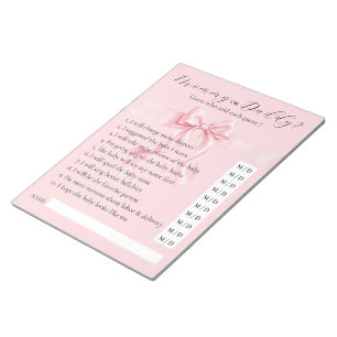 Pink Bow Gril Baby-Shower-SPIEL: Mama oder Papa Notizblock