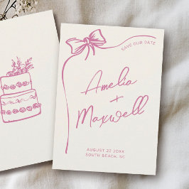 Pink Bow Handgezeichnet Stylish Trendy Wedding Save The Date