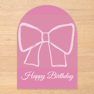Pink Bow Happy Birthday - Acryleinladungen