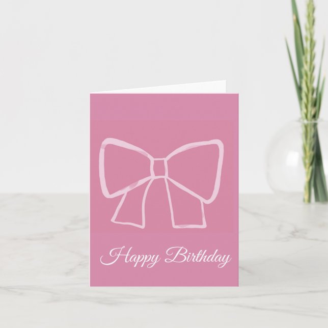Pink Bow Happy Birthday - Einladung (Vorderseite)