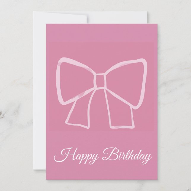 Pink Bow Happy Birthday - Einladung (Vorderseite)
