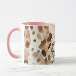 Pink Bow Heart Leopard Tasse