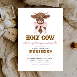 Pink Bow Heilige Kuh Western Cowgirl Brautparty Einladung