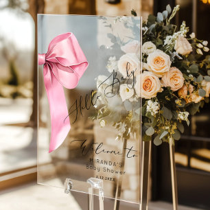 Pink Bow Hello Baby Girl Baby Dusche Willkommen Acrylschild