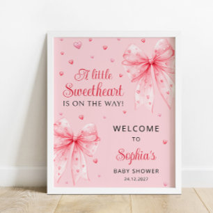 Pink Bow Herz Valentine Sweetheart Willkommen Poster