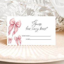 Pink Bow How Many Bows Baby Shower Game Begleitkarte