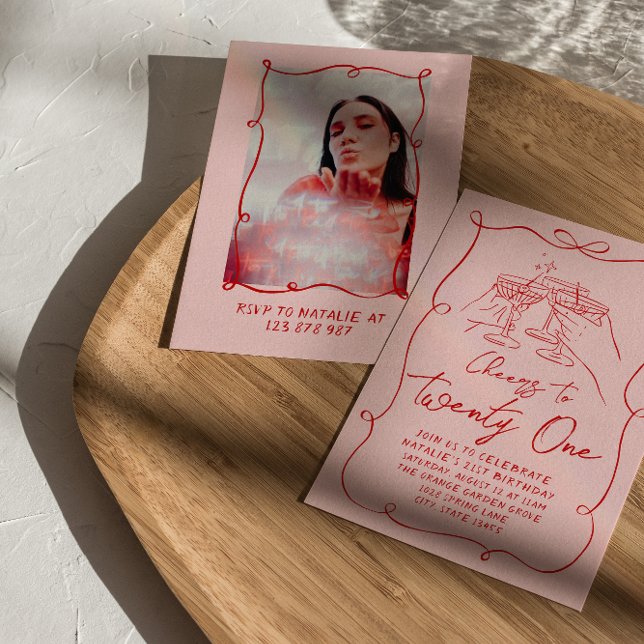 Pink Bow jubelt bis 21 Foto Geburtstag Einladung (Von Creator hochgeladen)