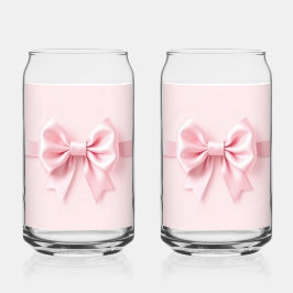 Pink Bow kann Glass Pair Dosenglas