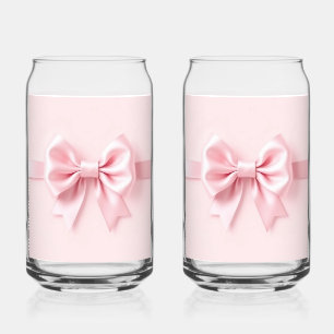 Pink Bow kann Glass Pair Dosenglas