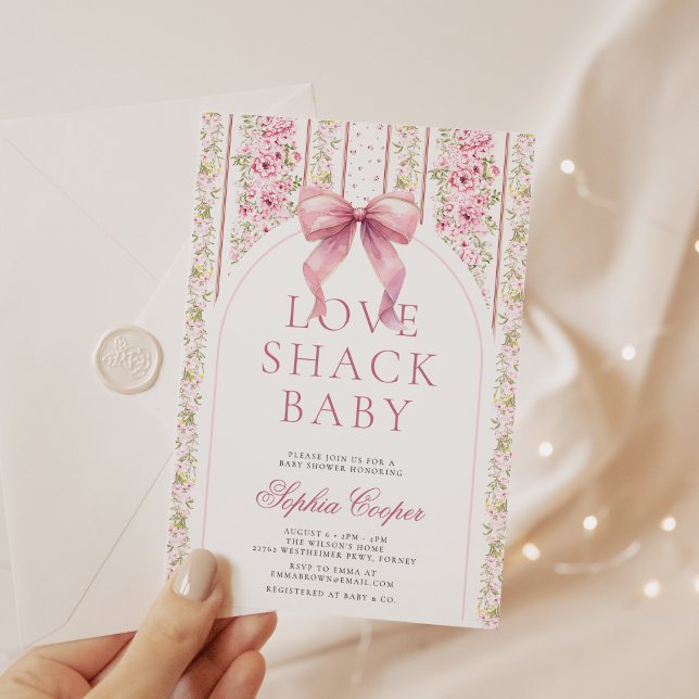 Pink Bow Liebe Shack Babydusche Einladung (Von Creator hochgeladen)
