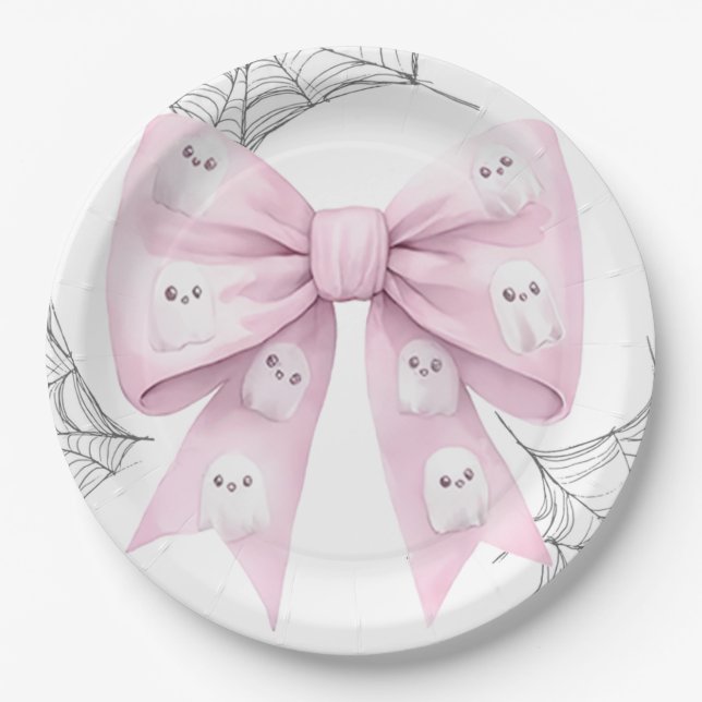 Pink Bow Little Boo Baby Duschpapier Teller (Vorderseite)