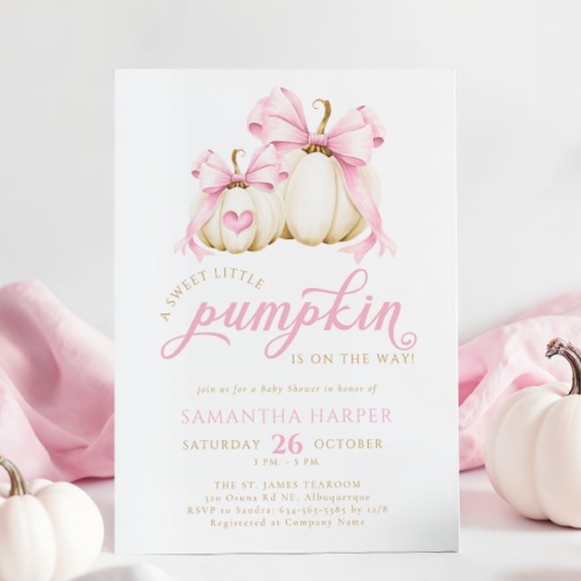 Pink Bow Little Pumpkin Baby Dusche Einladung (Von Creator hochgeladen)