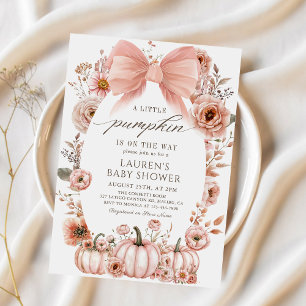 Pink Bow Little Pumpkin Baby Dusche Einladung