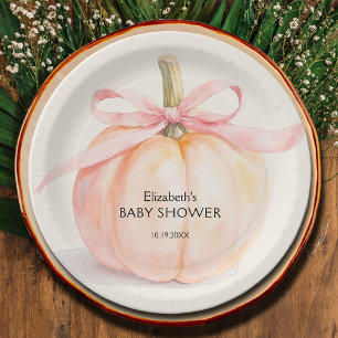 Pink Bow Little Pumpkin Baby Dusche Pappteller