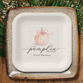 Pink Bow Little Pumpkin Baby Dusche Pappteller
