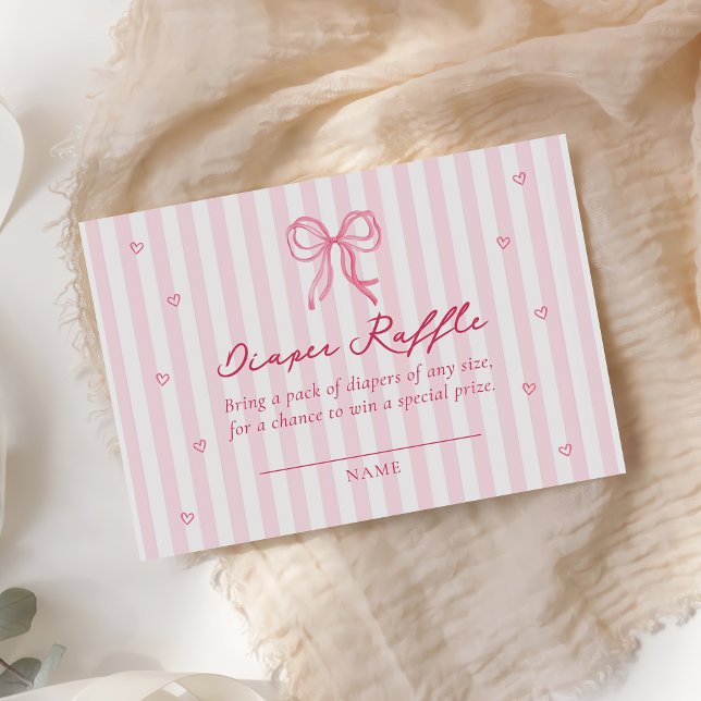 Pink Bow Little Sweetheart Diaper Raffle Card Begleitkarte (Von Creator hochgeladen)
