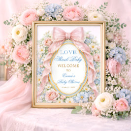 Pink Bow Love Shack Baby Girl Shower Welcome Poster