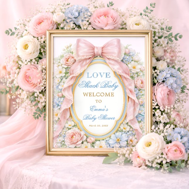 Pink Bow Love Shack Baby Girl Shower Welcome Poster (Von Creator hochgeladen)
