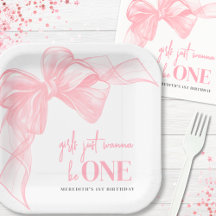 Pink Bow Mädchen 1. Geburtstag